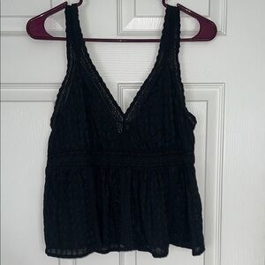 American Eagle Black Lace Trimmed cropped Top